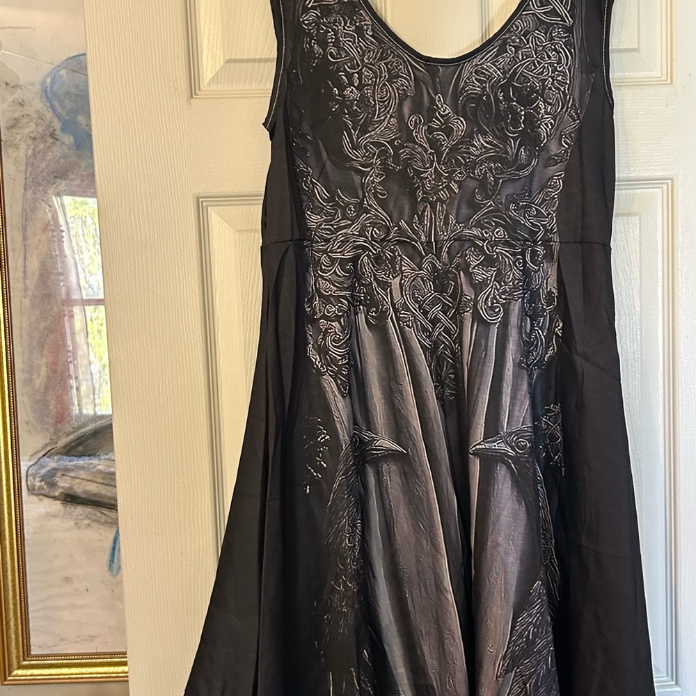 Black Embroidered Sleeveless Women’s Dress